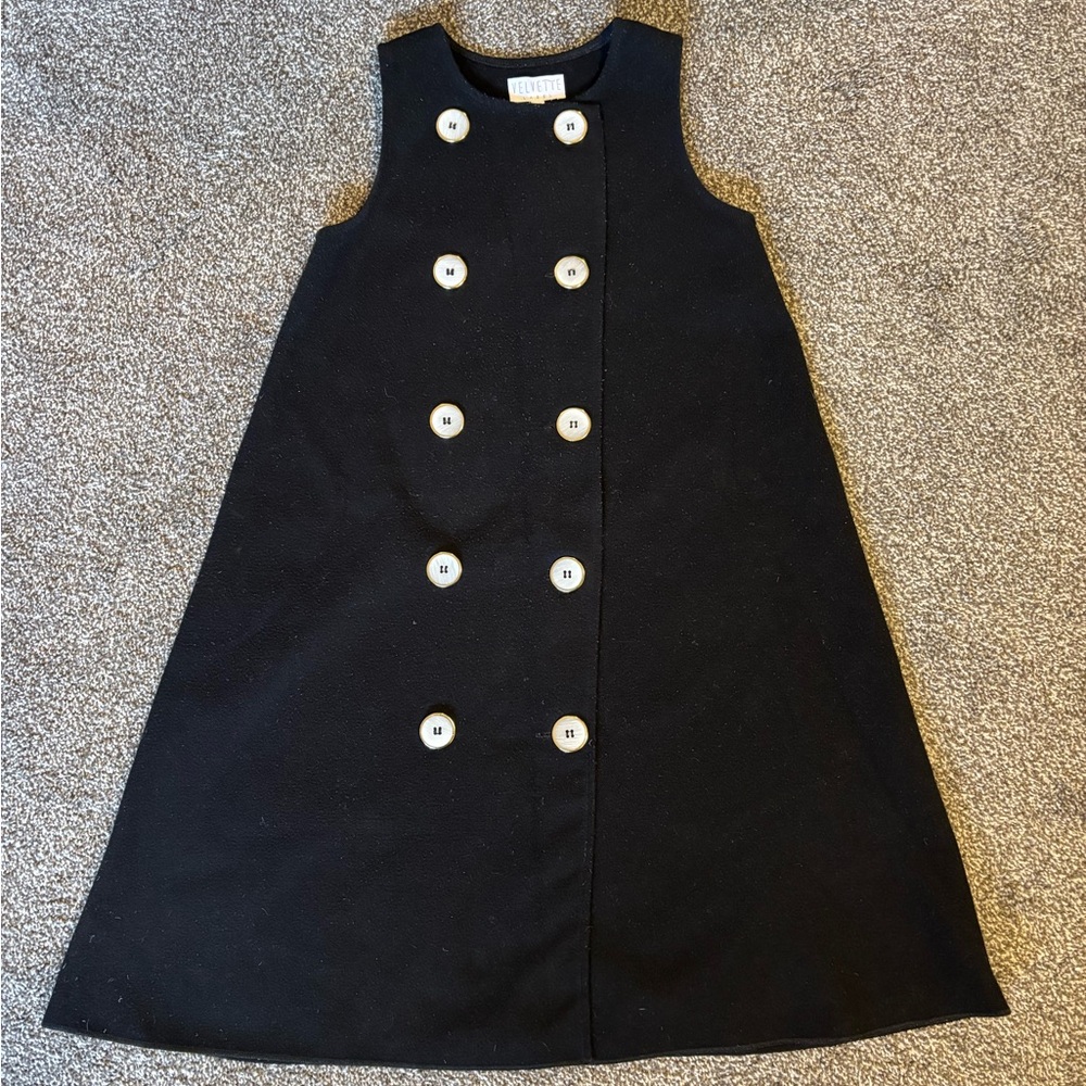 Black Sleeveless Dress with White Buttons